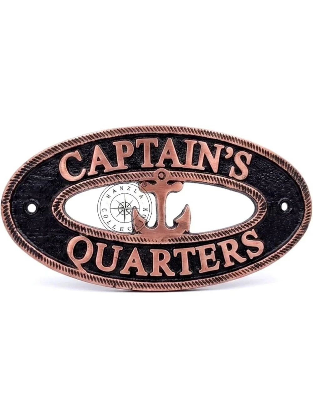 Antique Copper Captain's Quarters Door Sign - Nautical Brass Wall Plaque Decor
